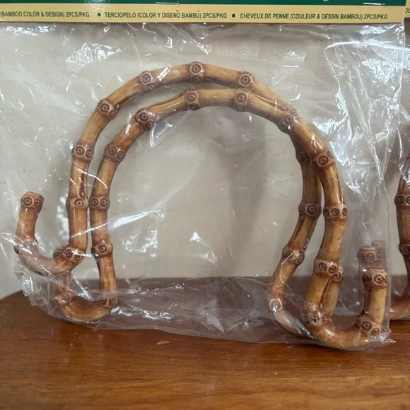 Set of 2 vintage faux bamboo bag handles - Picture 2 of 8